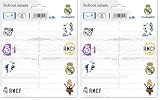Etiquetas adhesivas Real Madrid - Pegatinas libro nombres/Pack etiquetas escolares - Vuelta al cole material escolar - Producto con licencia oficial (Paquete de 2)