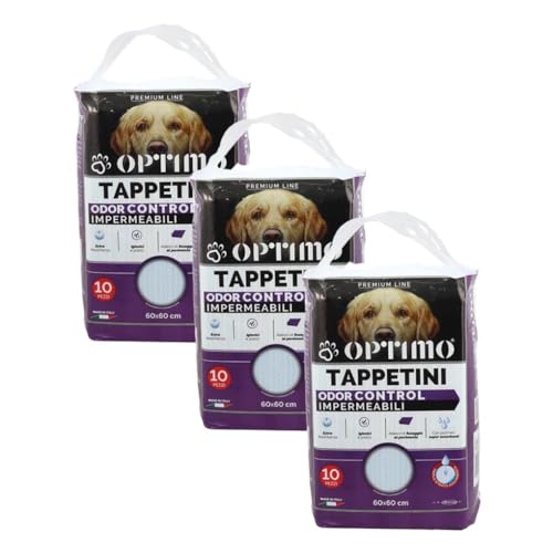 Optimo Set 3 confezioni di Tappetini per Animali Domestici, Igienici, Assorbenti Misura Standard 60x60cm 10pz