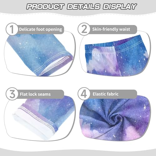 Whimsical Clouds Purple Sky Stars Girls Leggings Kids Yoga Pants Dance Active Tights 4T3