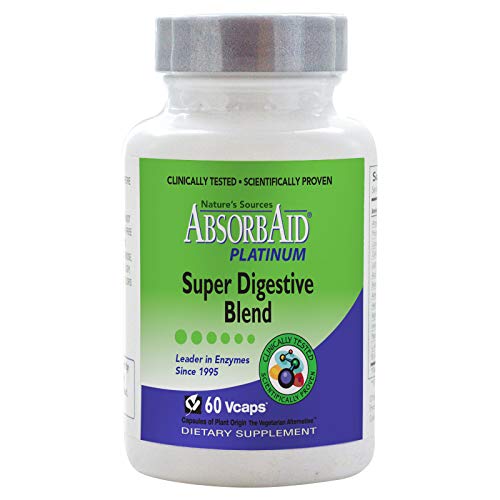 AbsorbAid Platinum Digestive Enzyme Support 60 vCaps, 12 Digestive Enzymes PLUS 2 Probiotics for Maximum Relief!