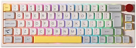 EPOMAKER TH66 ISO UK Layout 65% Hot Swappable RGB 2.4Ghz/Bluetooth 5.0/Wired Mechanical Gaming Keyboard with MDA PBT Keycaps, Knob Control for Mac/Win (White Case, Budgerigar Switch)