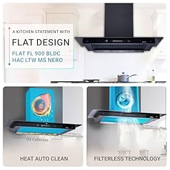 Premium black Elica kitchen chimney with touch control RPM display and LED light