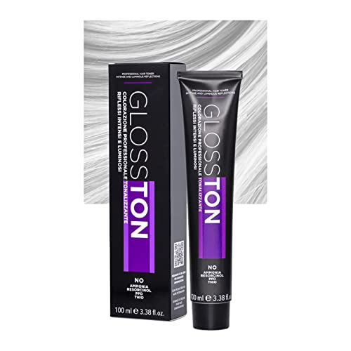 Glosston, Colorazione Professionale Tonalizzante ad Effetto Illuminante, Colore Capelli Light Silver, Adatto ai Capelli Naturali e Colorati, Con Olio d'Argan, Senza Ammoniaca, 100ml