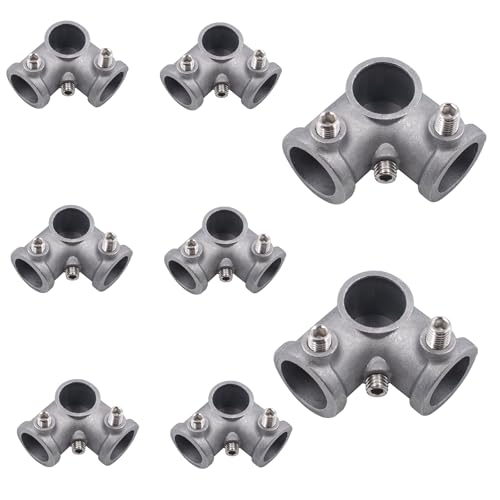 8 Pack 1/2\'\' Pipe Fittings 3-Way Side Outlet Elbow, Aluminum Alloy Corner Industrial Connector Accessory for Industrial Pipe Shelves Bracket Vintage Pipe Furniture Chairs