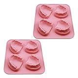 2Pcs 4 Hole Denture Teeth Shaped Ice Cube Mold Silicone Ice Tray DIY Ice Cream Funny Gag Gift For Dentist Seniors Ice Tray Molds
