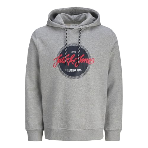 JACK & JONES Herren Hoodie Kapuzenpullover Urban Sweat Hood, Farbe:Grau, Artikel:-Grey Melange, Größe:L 1