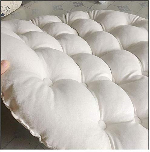 Thicked Linen Chair Pad,Comfortable Papasan Chair Cushion Hanging Egg Chair Cushion Versatile Tatami Floor Seat Cushioning (Color : White, Size : Diameter45Cm(18Inch)) #TOP2