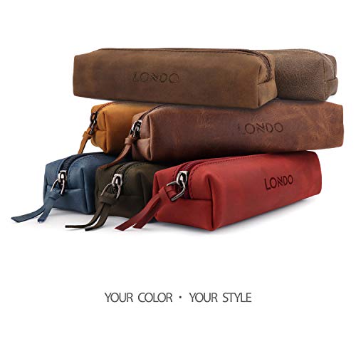 Londo Genuine Leather Zipper Pen, Pencil & Cosmetic Case - Pouch Stationery Bag, Blue, one Size (OTTO318) by Londo - Image 9