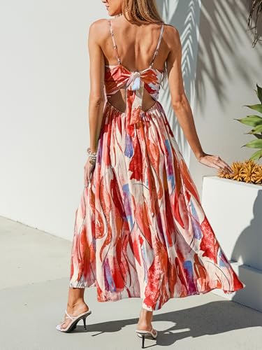 Image of CUPSHE Women's Long Dresses Summer Sleeveless Beach Casual Side Slit Spaghetti Straps Vacation Graduation Midi Dress