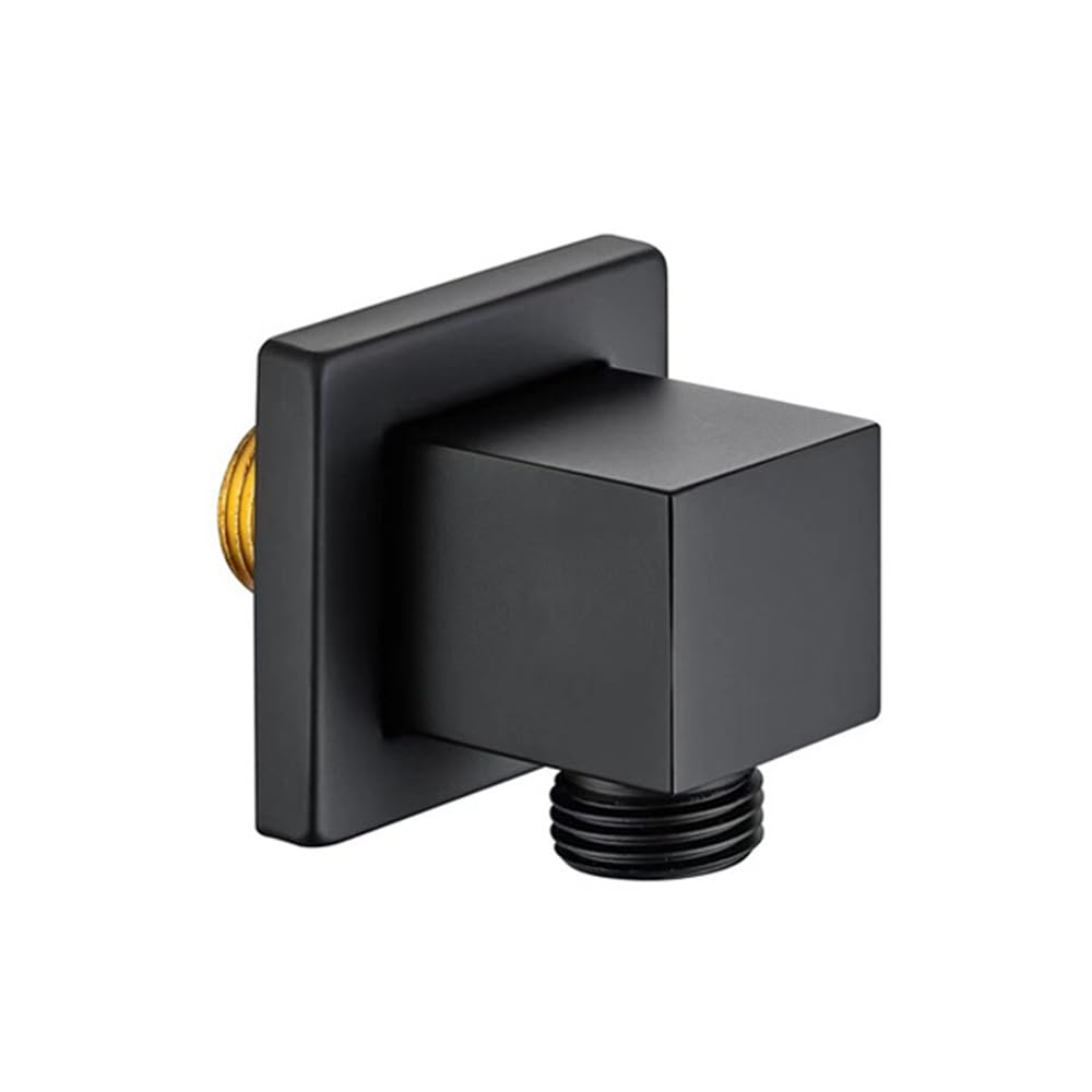 Black Hand Shower Wall Outlet Elbow, G1/2 Inch Handheld Shower Hose Connector Square Water Outlet Fitting for Home, Hotel, Bathroom