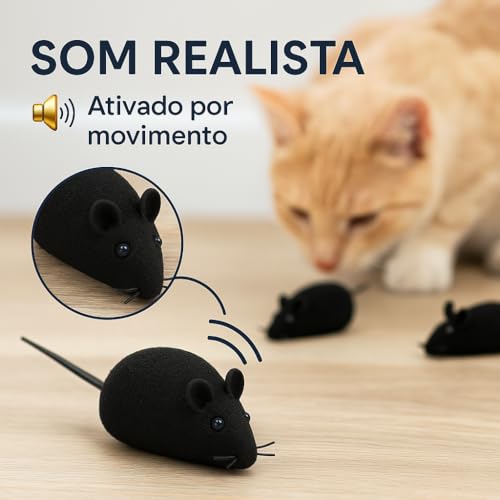 Brinquedo Interativo Para Gatos Gatinhos Pets Ratinho Sonoro Anti-Stress 50 Unidades