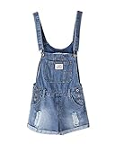 Correa ajustable GladiolusA Peto Vaquero Mujer Pantalones Cortos Monos Denim Azul