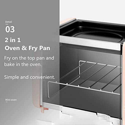 elektrische mini-oven, huishoudelijke multifunctionele mini-elektrische oven, thuis multifunctionele ontbijtmaker 2 in 1 studentenslaapzaal kleine mini-grill, geel - Afbeelding 7