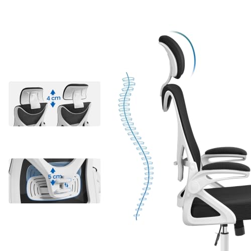 Miniatura 6 de Yaheetech Silla De Oficina Ergonomica Silla Reposabrazo Ajustable Silla Oficina Trabajo Con Reposacabeza Silla Giratoria Blanco Negro