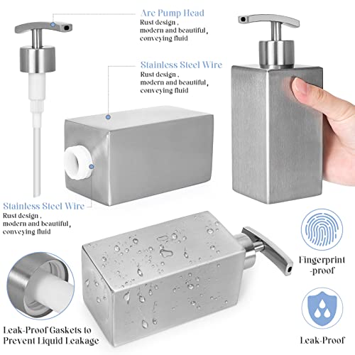Dish Soap Dispenser Hand Soap And Lotion Bottle Dispenser, For Kitchen And Bathroom Countertop, Simple Modern Stainless Steel Brushed Rust Proof Dishwashing Liquid Dispenser (10 Oz /300Ml) #TOP1