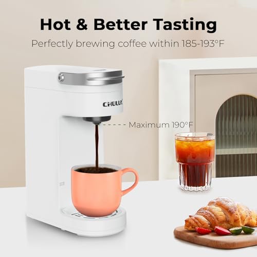 CHULUX Slim Single Serve Coffee Maker for K Pod, One Cup Coffee Maker Fits 7.3" Travel Mugs, Coffee Machine with 6 to 12oz Brew Sizes, Pearl White by CHULUX - Image 3