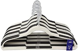 JVL Premium Range Plastic Space Saving Non-Slip Coat Hangers, Black and White, Pack of 20