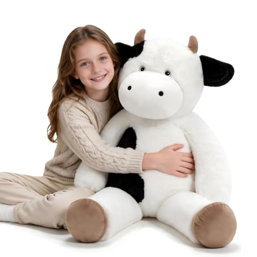 Tezituor Giant Cow Stuffed Animal 31 Inches, Realistic Big Stuffed Cow