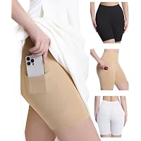 Woman's 3-Pack Under Dress Slip Shorts with Pocket (Various)
