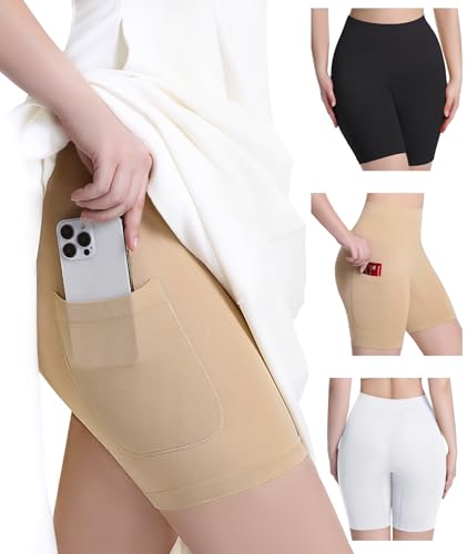 Okimay 3-Pack Slip Shorts with Pockets and Anti-Chafe Design