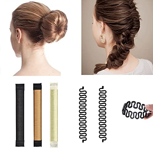 N-D Magic Hair Bun Maker Donut Bun Maker DIY French Twist Bun Shaper，S-Shaped Hairpins Braider Magic for Girls Women
