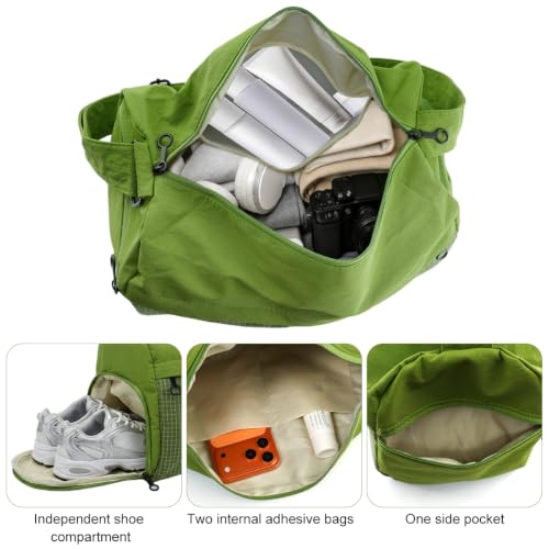 Image of PALAY Gym Bag with Shoe Compartment Green Oxford Cloth Travel Duffle | Water-resistant Fabric, Large Capacity, Dry-Wet Pocket, Carry on Tote for Swimming, Yoga, Dance, Workout, Travelling