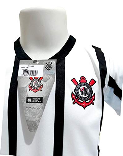 Camiseta Infantil Corinthians Branca Listras Oficial
