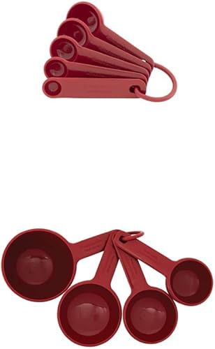 KitchenAid Juego de cucharas medidoras universal, 5 piezas, Red & KitchenAid Juego de tazas medidoras universales, 4 piezas, rojo imperio