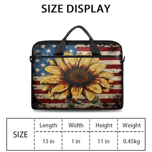 Bolso para portátil bandera americana vintage girasol 15" miniatura 2