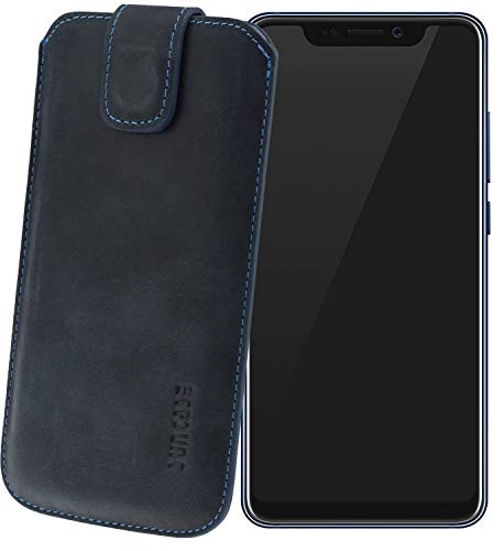 Suncase - Funda de piel para ZTE Axon 9 Pro (con función retráctil y cierre magnético), color azul