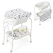 LIFEZEAL Wickeltisch mit Badewanne, 2 in 1 Flatbare Bade-Wickelkombination auf Räder, Badewannenaufsatz Wickelkommode mit offener Ablage, Babybadewanne mit Ständer Max. Belastbarkeit 35kg (Weiß)