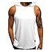 DOTBUY Homme Débardeur Capuche T-Shirt sans Manches Stretch Shirt Tank Top Muscle Bodybuilding Blouse Maillot de Corps Sport Fitness Jogging (Blanc,M)