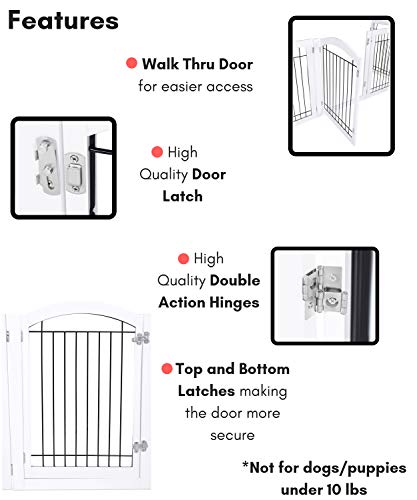 image for BIRDROCK HOME Indoor Dog Gate with Door - 6 Panel - 30 Inch Tall - Enc