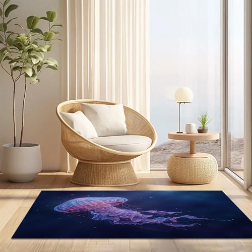 Tapis lavable méduses des profondeurs antidérapant violet 60x90