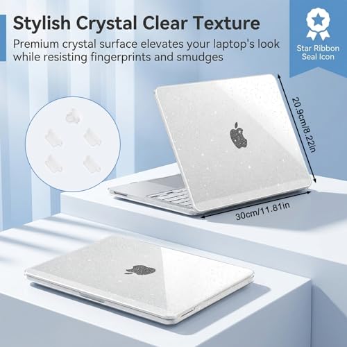 Image of Verilux Case Cover Compatible with 2026 MacBook Neo A3404, 13 inch Transparent MacBook Neo Cover with Sparkly Glitter Crack & Scratch Resistant Ultra-Thin Protective Hard Shell Case Cover, Clear