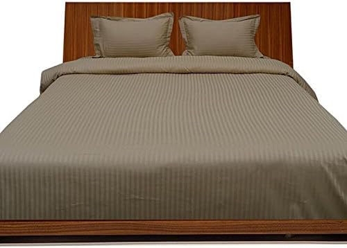 LaxLinen 600TC Super Soft Quality Egyptian Cotton 4PC Sheet Set 15" Inch Extra Deep Pocket Queen Bed Size, Taupe Stripe 600-Thread Count