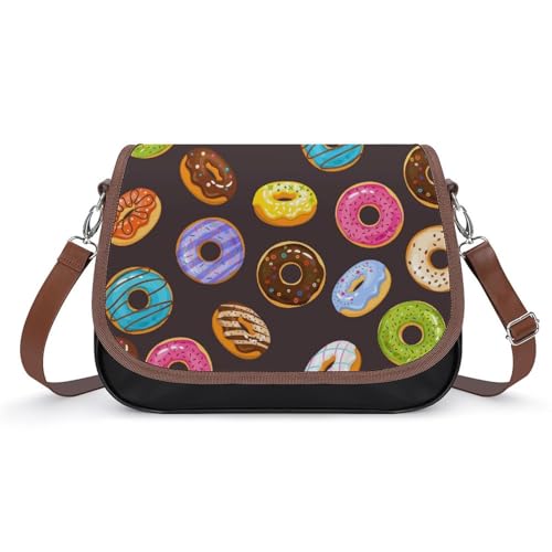 Sac à main pour femmes motif de donuts sacoche en cuir imperméable