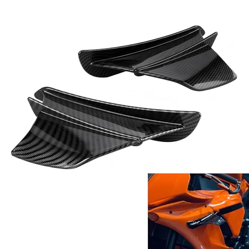 Qurbuns 2 PCS Motorcycle Fairing Wings, Carbon Fiber Side Air Deflectors, Fashion Motorcycle Aerodynamic Side Spoiler Winglet, Universal Air Deflectors Fairing Winglets Modified (Carbon Fiber)