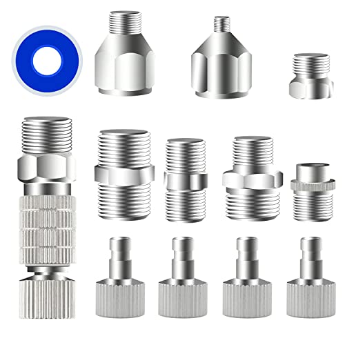HUBEST 13pcs Multi-Size Airbrush Adapter Set, Airbrush Quick Release Disconnect Couplers, Airbrush Adapter Kit Fitting Connector Kit for Air Compressor, Airbrush Hose