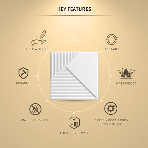 Image of Kayra Decor 3D PVC Wall Panels for Bedroom & Living Room | Fluted 1 Design | White Color | 19.7 x 19.7 Inch | Pack of 12 | 32.28 Sq Ft