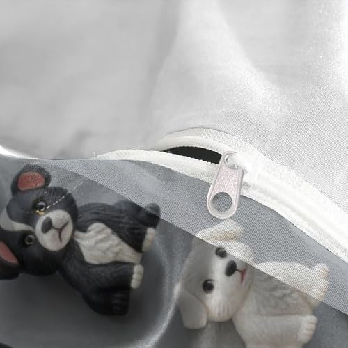 Housse de couette imprimé 3D chiens en microfibre hypoallergénique douce - 8