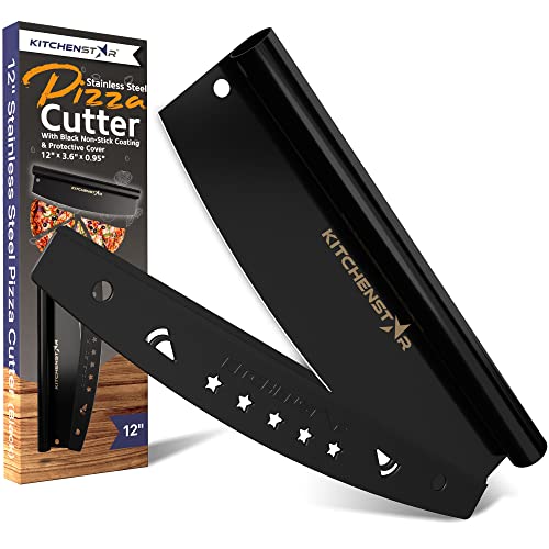 Kitchenstar Pizza Stone For Oven And Grill 12 Inch + Pizza Cutter Rocker 12" + Acacia Wood Pizza Peel 12" - Pizza Making Set Bundle - Premium Pizza Oven Accessories And Tools #TOP3