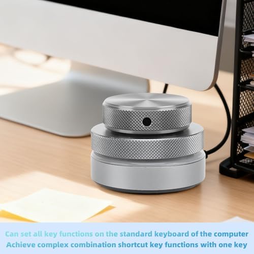 Eujgoov Multimedia Volume Control Knob with RGB Lighting 2.4G Bluetooth and USB C for PC Gaming and Streaming