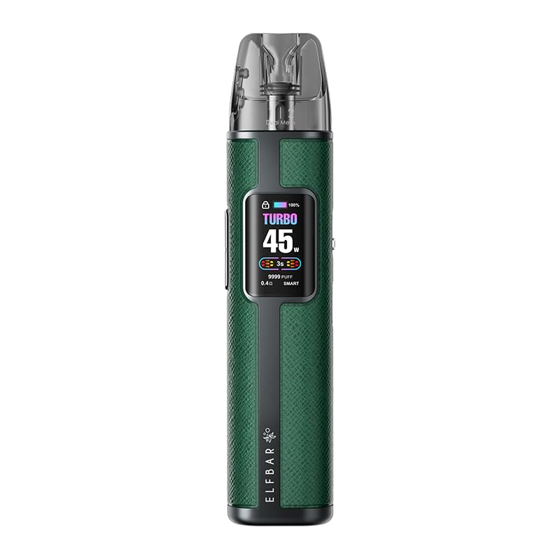 TVDCELFX Pro Pod Kit for Elf Bar Coils - 45W Output, Dual Mesh Coils, 1200mAh Battery, 0.96β TFT Screen, RGB Lights, & Adjustable Airflow, 2ml Cartridge, No Nicotine (Forest)