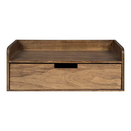 Kate and Laurel Kitt Floating Shelf Side Table with Drawer, Rustic Brown by Kate and Laurel - Image 6