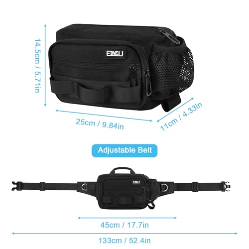 ETACCU Hands Free Dog Leash with Zipper Pouch, Waist Belt for Large Medium Dogs for Running, Walking, Jogging and Hiking, Dual Padded Handles and Durable Bungee - Black (1 Dog Black)