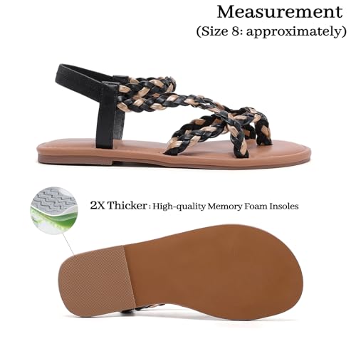 Image of Luoika Women's Wide Width Flat Sandals, Flip Flop Casual Strapy Sandals Slip on Summer Beach Shoes for Women.