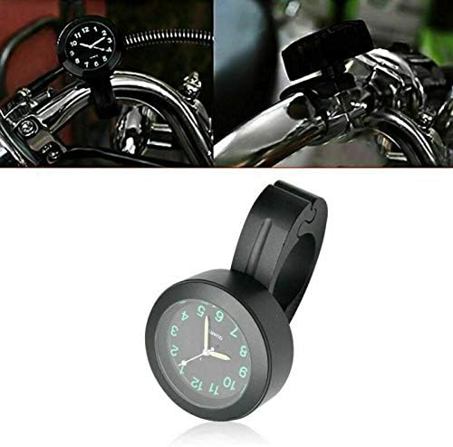 Waterproof Motorcycle Clock,7/8" Waterproof Motorcycle Bike Handlebar Mount Clock Stainless Clock (Black)