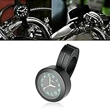 Waterproof Motorcycle Clock,7/8' Waterproof Motorcycle Bike Handlebar Mount Clock Stainless Clock (Black)