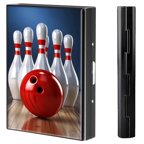 Metal Credit Card Holder Wallet, 6 Card Slots RFID Blocking Stainless Steel Wallet, Slim Metal Credit Card Wallet, with Reliable Press Button Metal Wallet for Women Men, Bowling